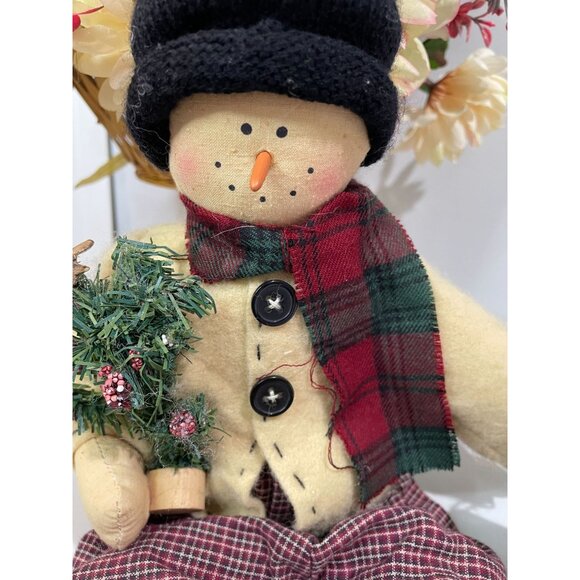 Handcrafted Decorative Snowman Doll With Scarf & Birdhouse Figurine - Picture 7 of 9